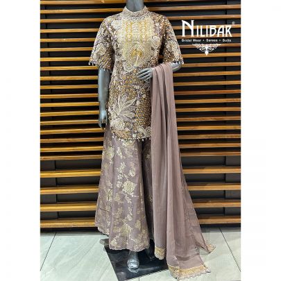 Heather Purple Silk Palazzo Suit