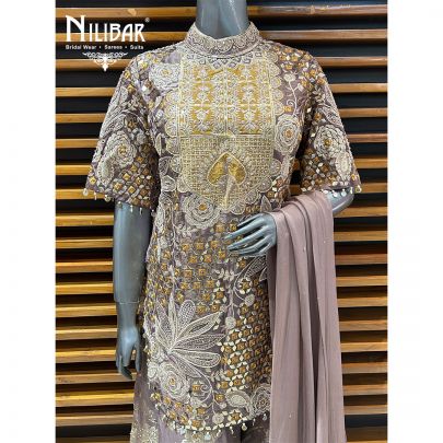 Heather Purple Silk Palazzo Suit