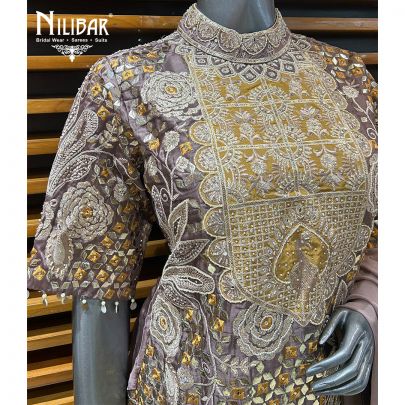 Heather Purple Silk Palazzo Suit