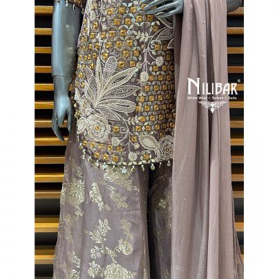 Heather Purple Silk Palazzo Suit