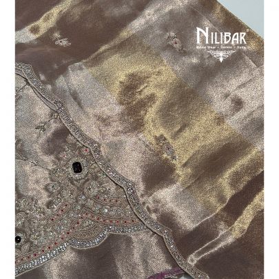 Rose Gold Lamé Tissue Unstitched Suit