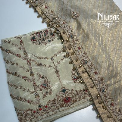 Ivory Lamé Silk Unstitched Suit