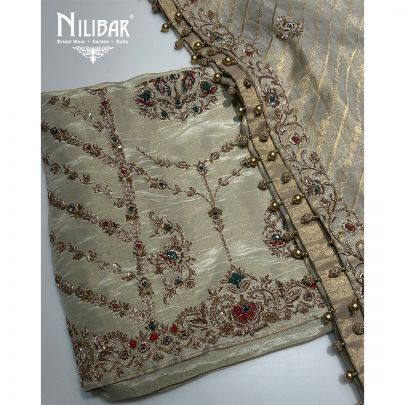 Ivory Lamé Silk Unstitched Suit