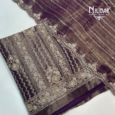 Purple Organza Unstitched Suit