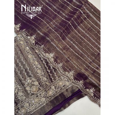 Purple Organza Unstitched Suit