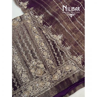 Purple Organza Unstitched Suit