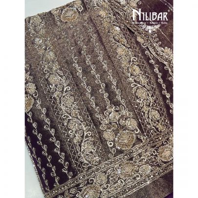 Purple Organza Unstitched Suit