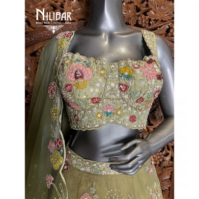 Green Net Lehenga