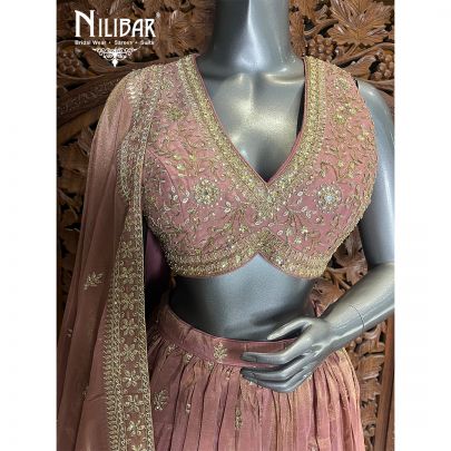 Pink lamé tissue Lehenga