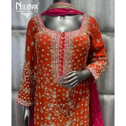 Rust Orange Georgette Garara Suit