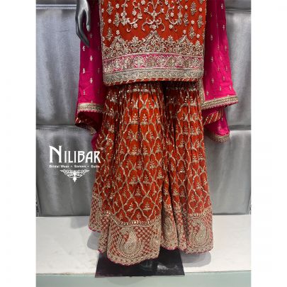 Rust Orange Georgette Garara Suit