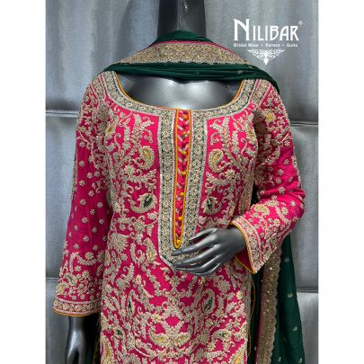 Pink & Green Georgette Garara Suit