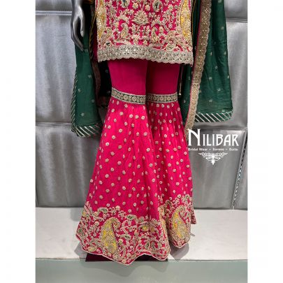 Pink & Green Georgette Garara Suit