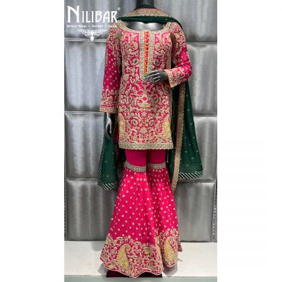Pink & Green Georgette Garara Suit
