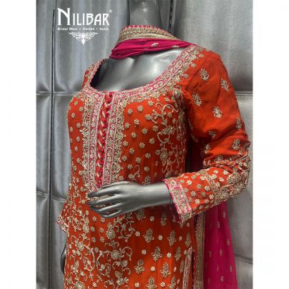 Rust Orange Georgette Garara Suit