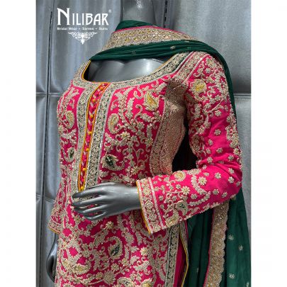 Pink & Green Georgette Garara Suit