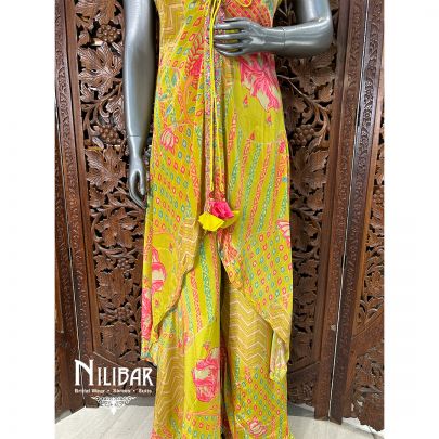 Apple Green Crepe Flared Indo Western Set