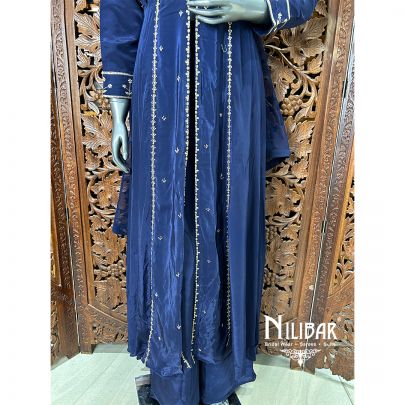 Midnight Blue Crepe Palazzo Suit