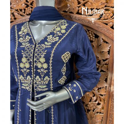 Midnight Blue Crepe Palazzo Suit