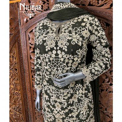 Mehandi Green Chinon Flared Palazzo Suit