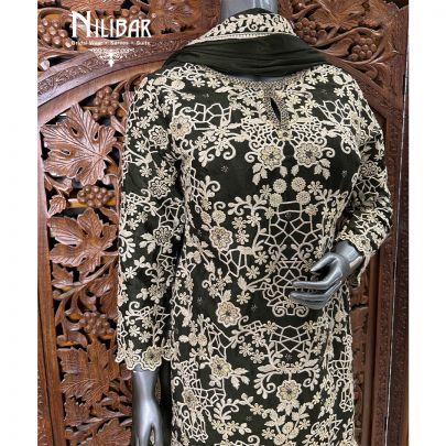 Mehandi Green Chinon Flared Palazzo Suit