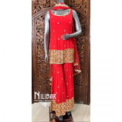 Red Georgette Garara Suit