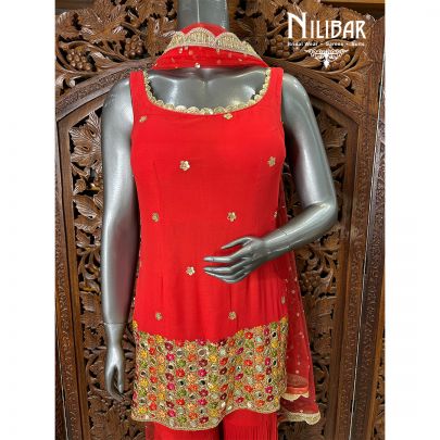 Red Georgette Garara Suit