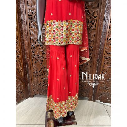 Red Georgette Garara Suit