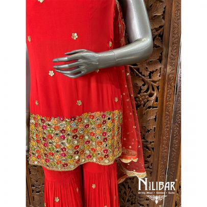 Red Georgette Garara Suit