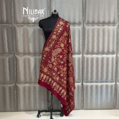 Pure Red Pashmina Embroidered Shawls
