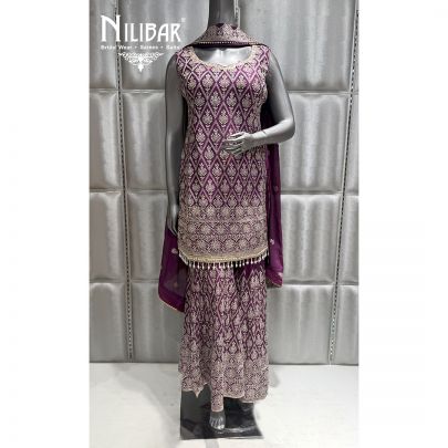Purple Chinon Garara Suit