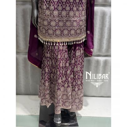 Purple Chinon Garara Suit