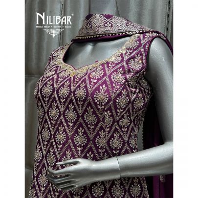 Purple Chinon Garara Suit