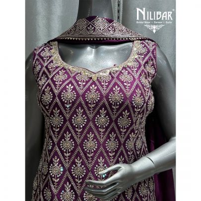Purple Chinon Garara Suit