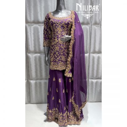 Purple Silk Palazzo Suit