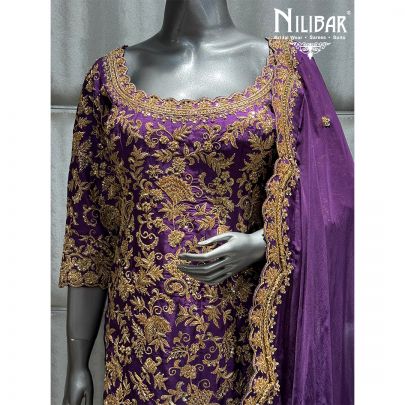 Purple Silk Palazzo Suit
