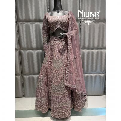 Pink Net Embroidered Lehenga