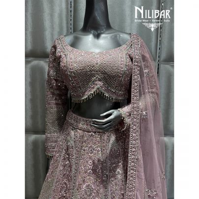 Pink Net Embroidered Lehenga