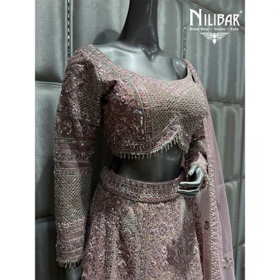 Pink Net Embroidered Lehenga