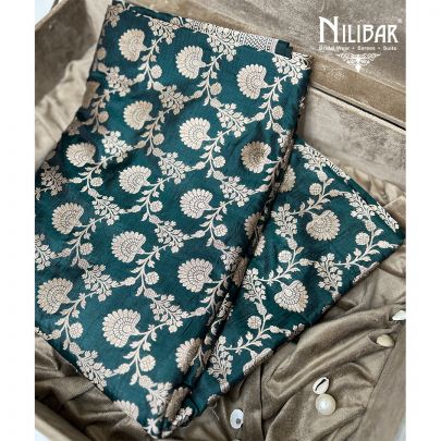 Bottle Green Banarasi Silk Saree