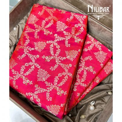 Carrot Pink Banarasi Silk Saree