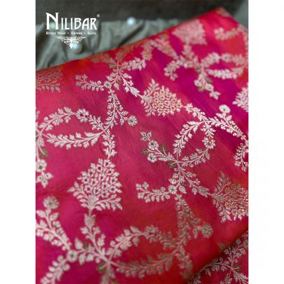 Carrot Pink Banarasi Silk Saree