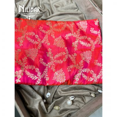 Carrot Pink Banarasi Silk Saree