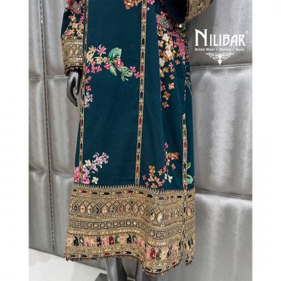 Teal Blue Silk Long Single Shirt