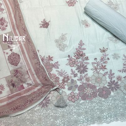 Sky Blue Cotton Unstitched Suit