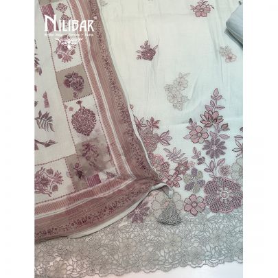 Sky Blue Cotton Unstitched Suit