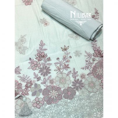 Sky Blue Cotton Unstitched Suit
