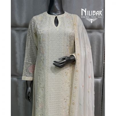 Ivory Georgette Shirt Paired with Pants & Dupatta