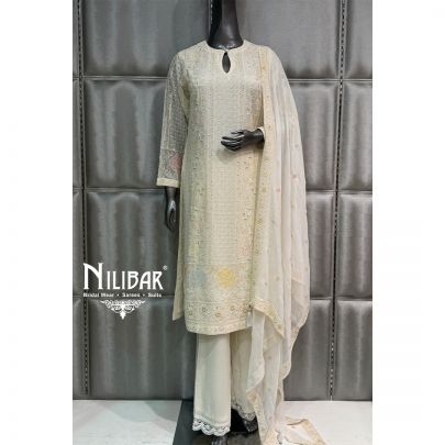 Ivory Georgette Shirt Paired with Pants & Dupatta