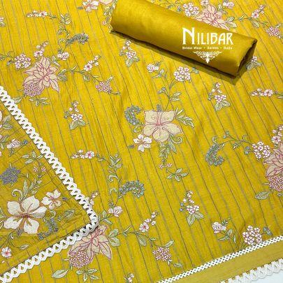 Sunflower Yellow Cotton Unstitched Suit
